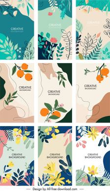 nature background templates collection classical flat handdrawn sketch