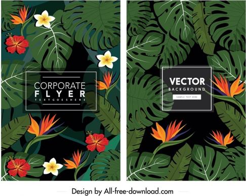 nature background templates dark colorful flower leaves ornament