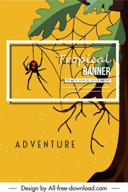 nature banner spider tree sketch classic flat decor