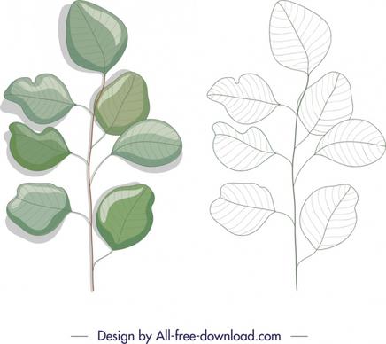 nature design element green leaf sketch