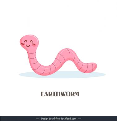 nature design elements cute dynamic earthworm cartoon