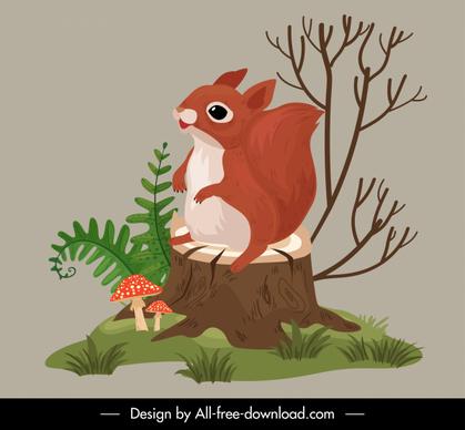 nature icon squirrel plants sketch cartoon design