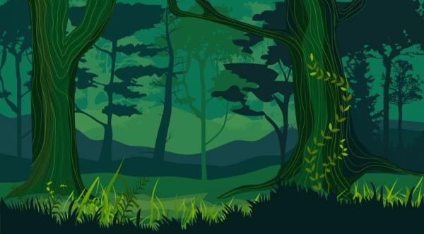 nature landscape drawing dark green design forest icon