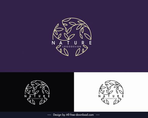 nature logo template flat handdrawn leaf circle layout