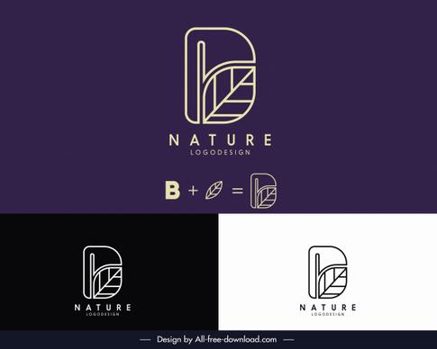 nature logotype flat leaf text sketch combination layout