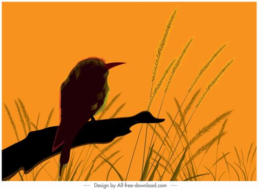 nature painting bird lush sketch cartoon design