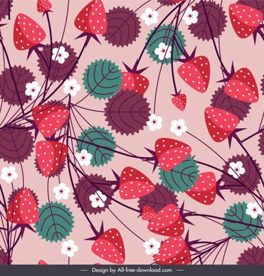 nature painting strawberries sketch colorful flat classic