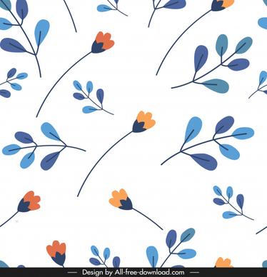 nature pattern bright colorful flat flowers leaves sketch