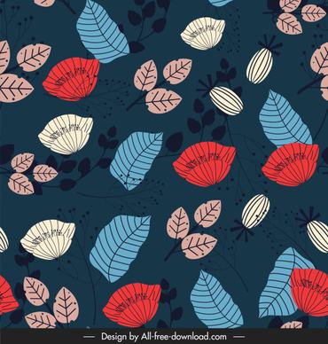 nature pattern floral leaves sketch colorful classic handdrawn