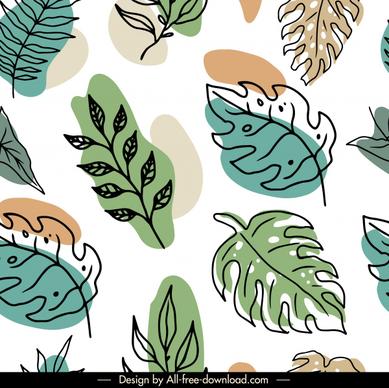 nature pattern template handdrawn leaves sketch