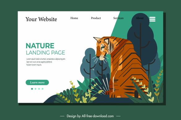 nature webpage template tiger sketch classic decor