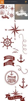 nautical label with elements vector