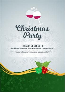 neat christmas party invitation poster with christmas trees in bottom and ornaments and merry christmas wish