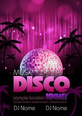 neon disco music party flyers design vector