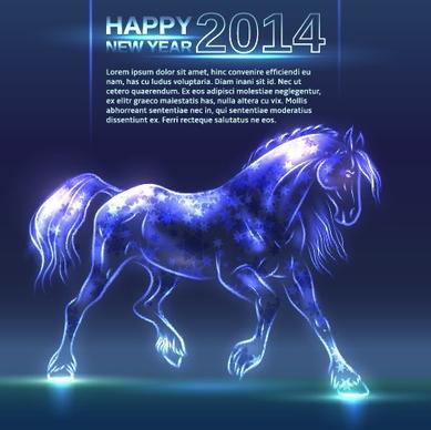 neon horse new year design vector background