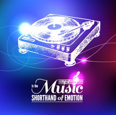 neon light with music background vector