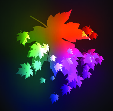 neon lights with maple leaves design vector