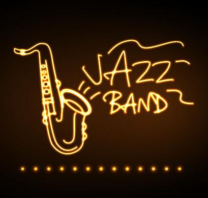 neon sign jazz bar vector graphics