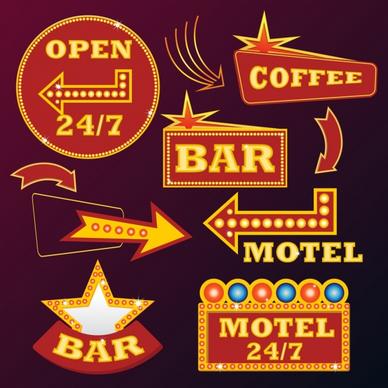 neon sign templates various colored flat shapes