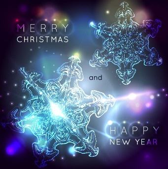 neon snowflake new year and christmas background