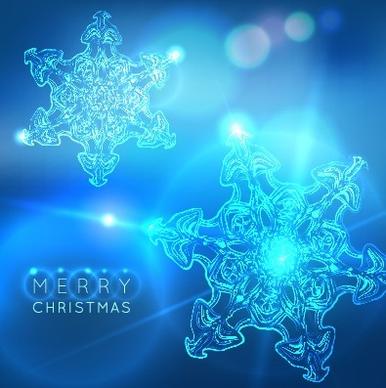 neon snowflake new year and christmas background