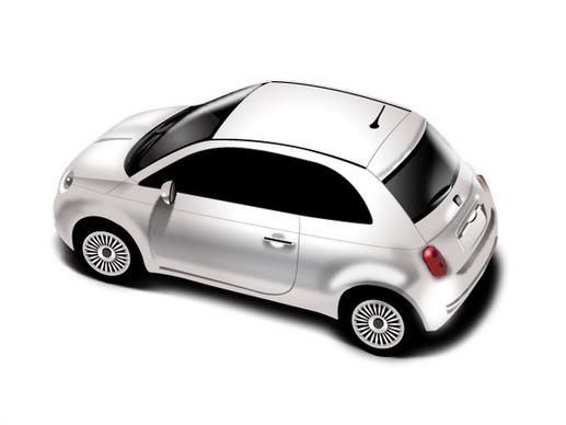 white hatchback car design in realistic style