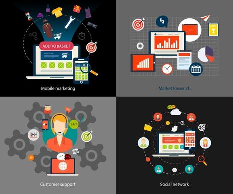 new marketing concepts illustration with computing icons