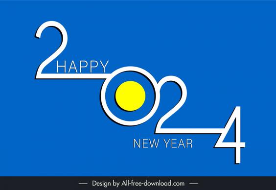 new year 2024 background template flat stylized number 