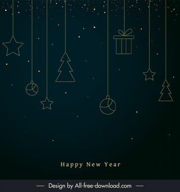  new year backdrop template flat hanging decorated objects decor dark design 