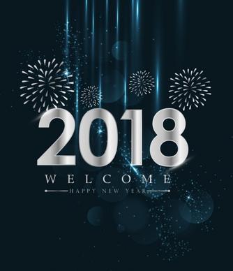 new year banner firework background shiny silver color