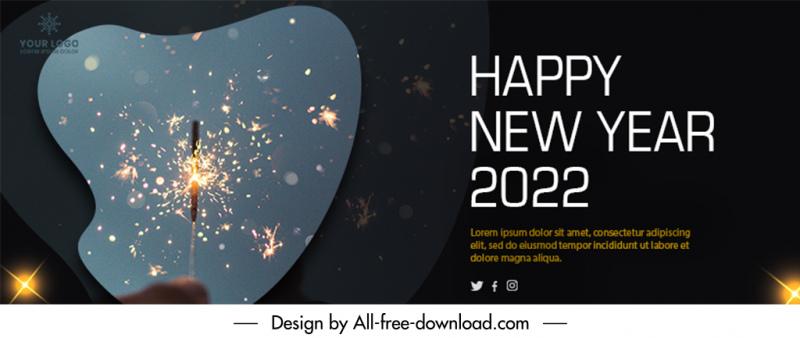 new year celebration facebook cover template dynamic realistic fireworks decor
