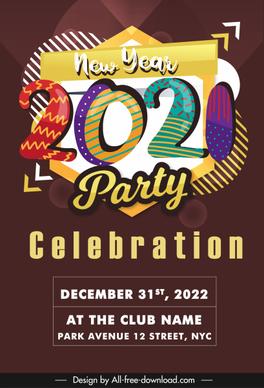 new year party banner colorful handdrawn decor