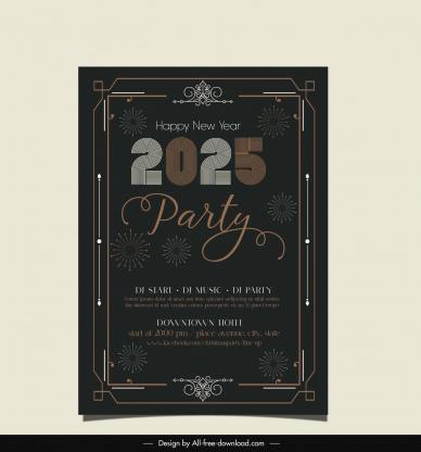 new year party invitaion card template dark symmetry