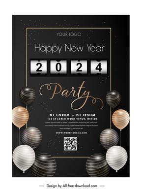 new year poster template elegant contrast balloon 