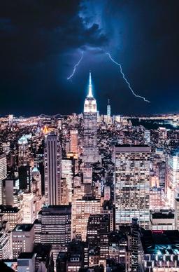 new york city scenery picture dynamic lightning scene 