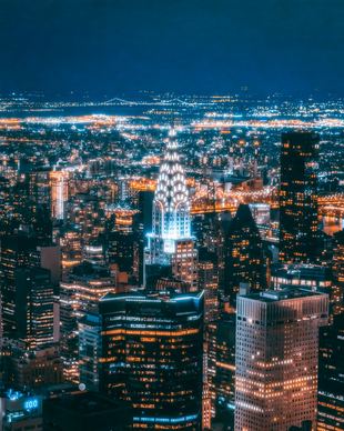 new york city scenery picture modern dark sparkling architectures