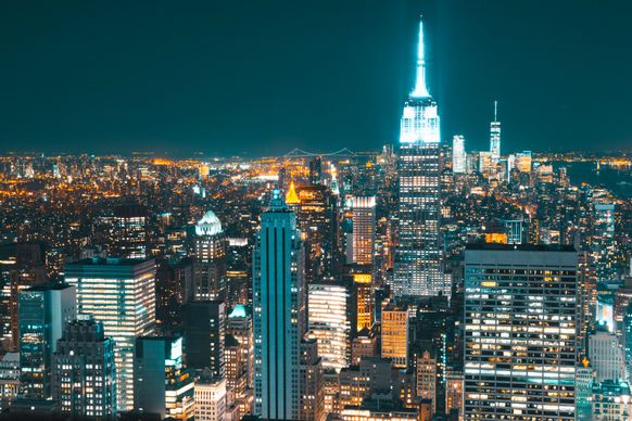 new york night time scenery picture luxury modern architectures high view