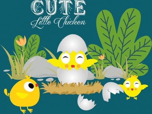 newborn chicks background colored cartoon design