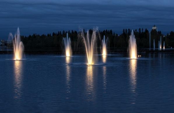 night evening fountains