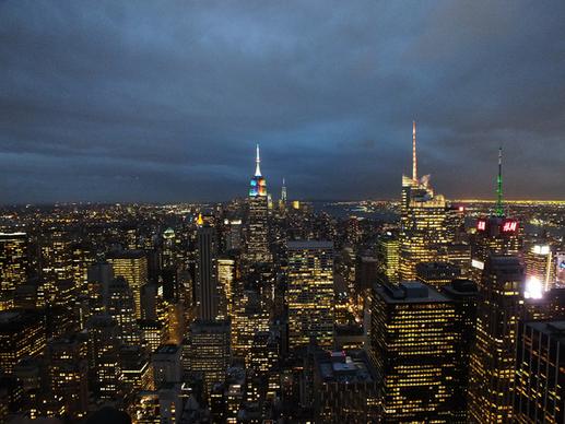 night falls over new york