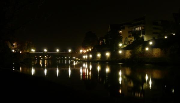 night photograph lights river