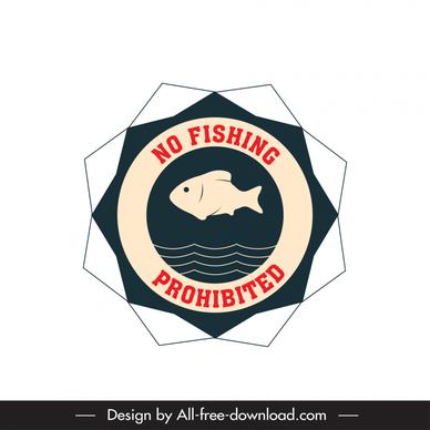 no fishing stamp flat geometrical serrated shape