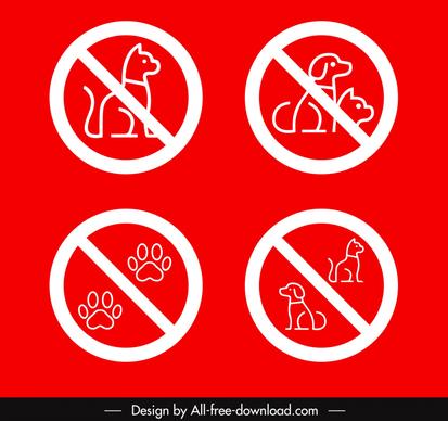 no pet allow labels collection flat silhouette handdraw