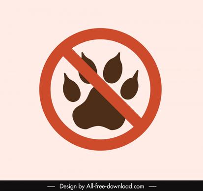 no pet allow sign template flat cross line circle paw