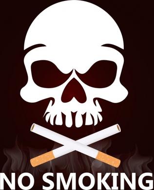 no smoking background cigarettes horror skull icons