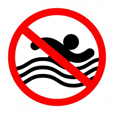 no swimming sign on wite background