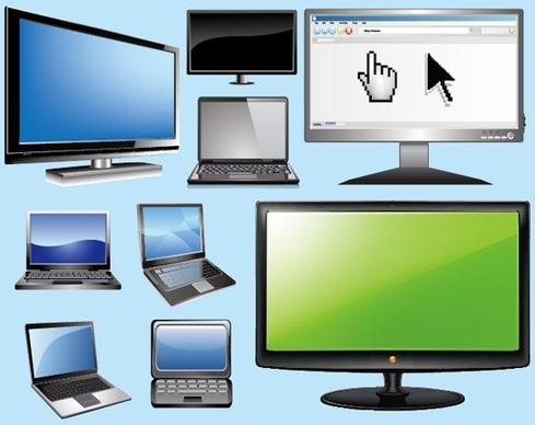 notebook computers and lcd monitors vector
