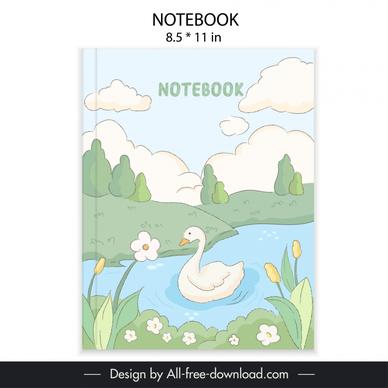 notebook cover template flat classic handdrawn nature scene 