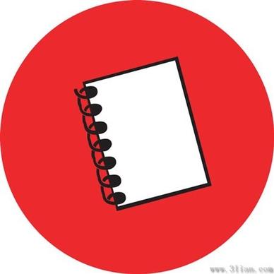 notebook icon red background vector