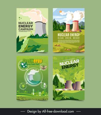 nuclear power energy poster templates plant nature scene 